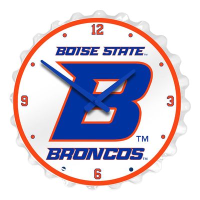 The Fan-Brand NCAA Boise State Broncos: B Logo - Bottle Cap Wall Clock - Sports Team Bar Sign Dcor - Home, Dorm, Garage, Office, Fan Cave