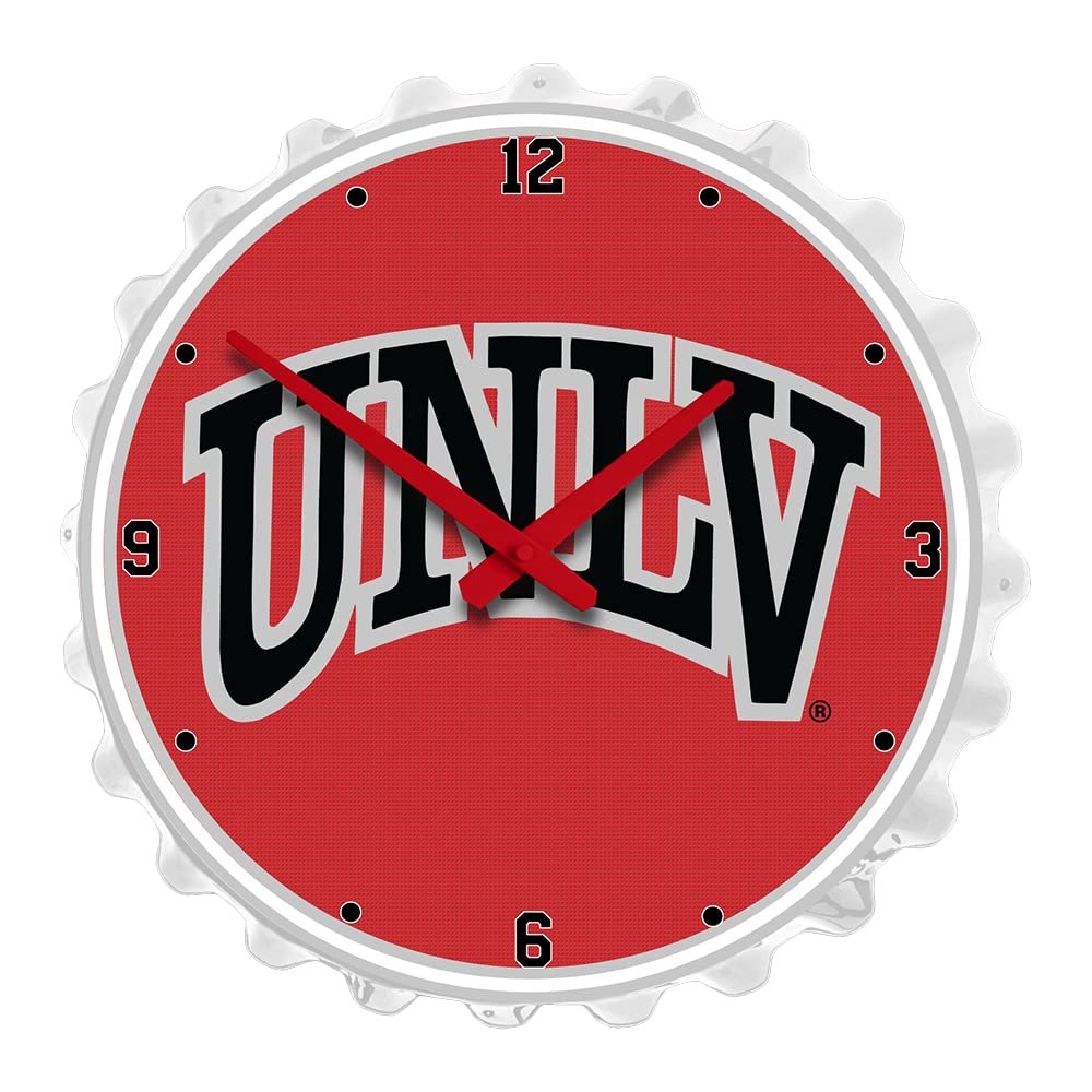The Fan-Brand NCAA UNLV Rebels: Red - Bottle Cap Wall Clock - Sports Team Bar Sign Dcor - Home, Dorm, Garage, Office, Fan Cave