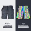 Akkad Kuti Men Rainbow Reflective Shorts Night Glow Fluorescent Jogger Casual Running Pockets Shorts with Drawstring(Rainbow Shorts,S) view 2