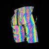 Akkad Kuti Men Rainbow Reflective Shorts Night Glow Fluorescent Jogger Casual Running Pockets Shorts with Drawstring(Rainbow Shorts,S) view 3