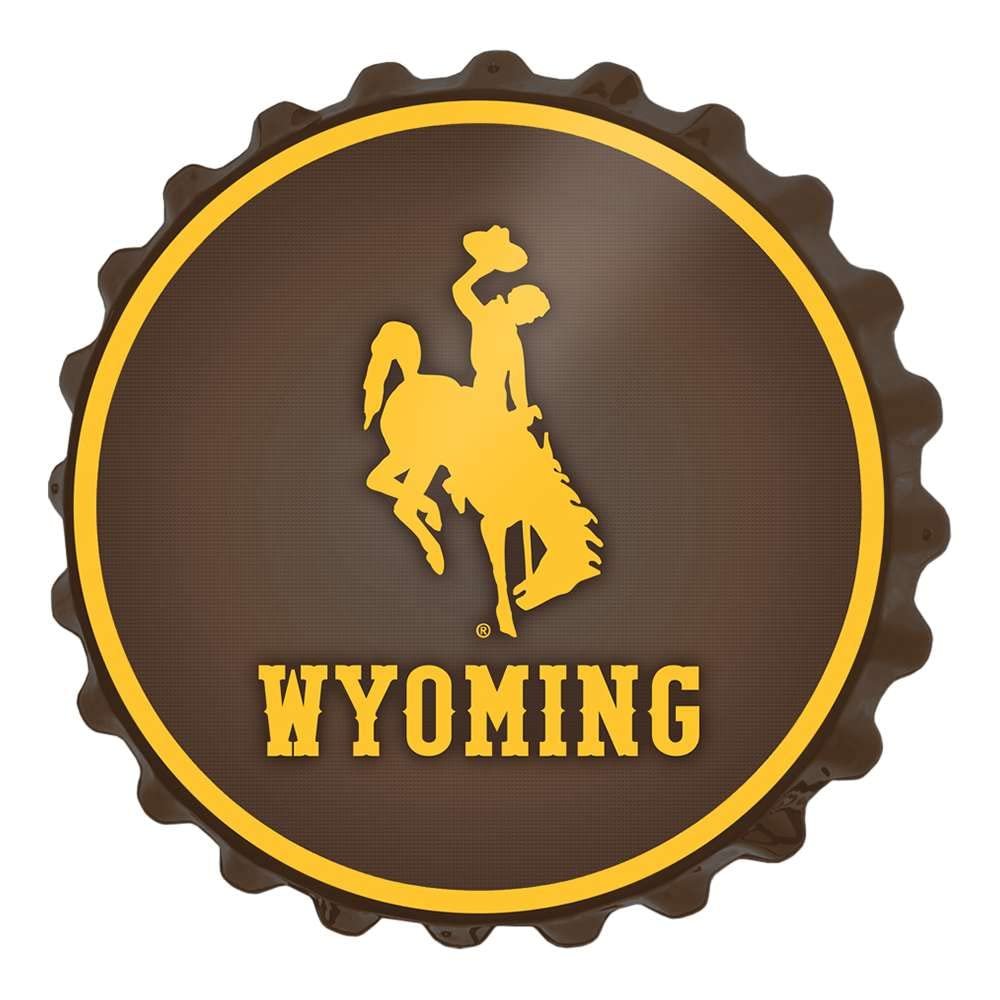 The Fan-Brand NCAA Wyoming Cowboys: Bottle Cap Wall Sign - Football, Basketball & Baseball Wall Decor - College Sports Dcor for Home, Office, Game Room, Fan Cave & Garage - USA Made