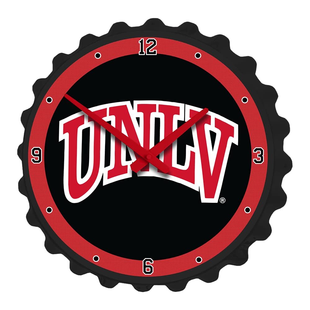 The Fan-Brand NCAA UNLV Rebels: Black - Bottle Cap Wall Clock - Sports Team Bar Sign Dcor - Home, Dorm, Garage, Office, Fan Cave