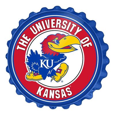 The Fan-Brand NCAA Kansas Jayhawks: Bottle Cap Wall Sign - Football, Basketball & Baseball Wall Decor - College Sports Dcor for Home, Office, Game Room, Fan Cave & Garage - USA Made