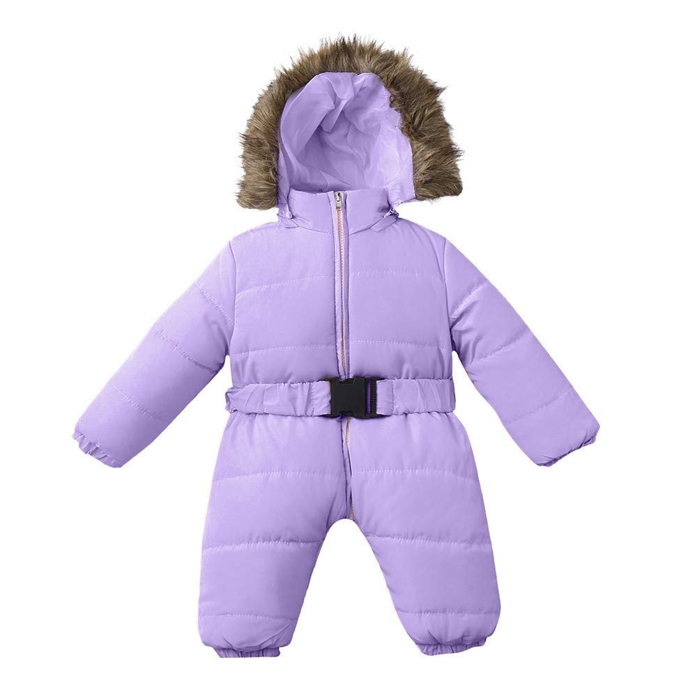 Boy Baby Coat Jumpsuit Warm Girl Winter Infant Jacket Outerwear Hooded Romper Boys Coat&jacket (P-Purple, 9-12 Months)