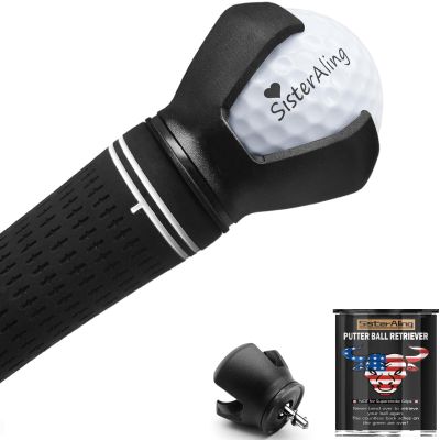SisterAling 3-Prong Golf Ball Retriever Grabber Pick Up,Back Saver Claw Put On Putter Grip,Suction Cup Ball Grabber,Sucker for Golf Screws Tool
