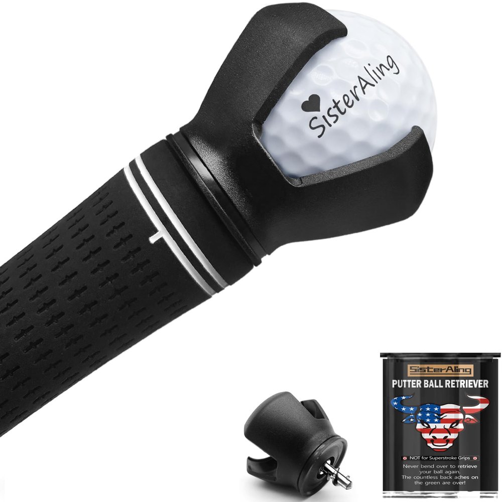 SisterAling 3-Prong Golf Ball Retriever Grabber Pick Up,Back Saver Claw Put On Putter Grip,Suction Cup Ball Grabber,Sucker for Golf Screws Tool