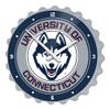 The Fan-Brand NCAA UConn Huskies: Silver - Bottle Cap Wall Clock - Sports Team Bar Sign Dcor - Home, Dorm, Garage, Office, Fan Cave view 1