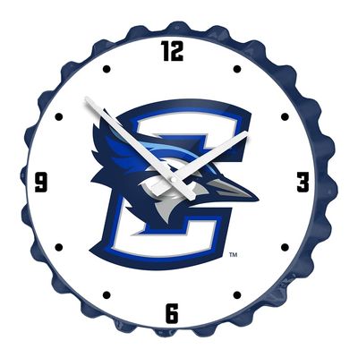 The Fan-Brand NCAA Creighton Bluejays: White - Bottle Cap Wall Clock - Sports Team Bar Sign Dcor - Home, Dorm, Garage, Office, Fan Cave