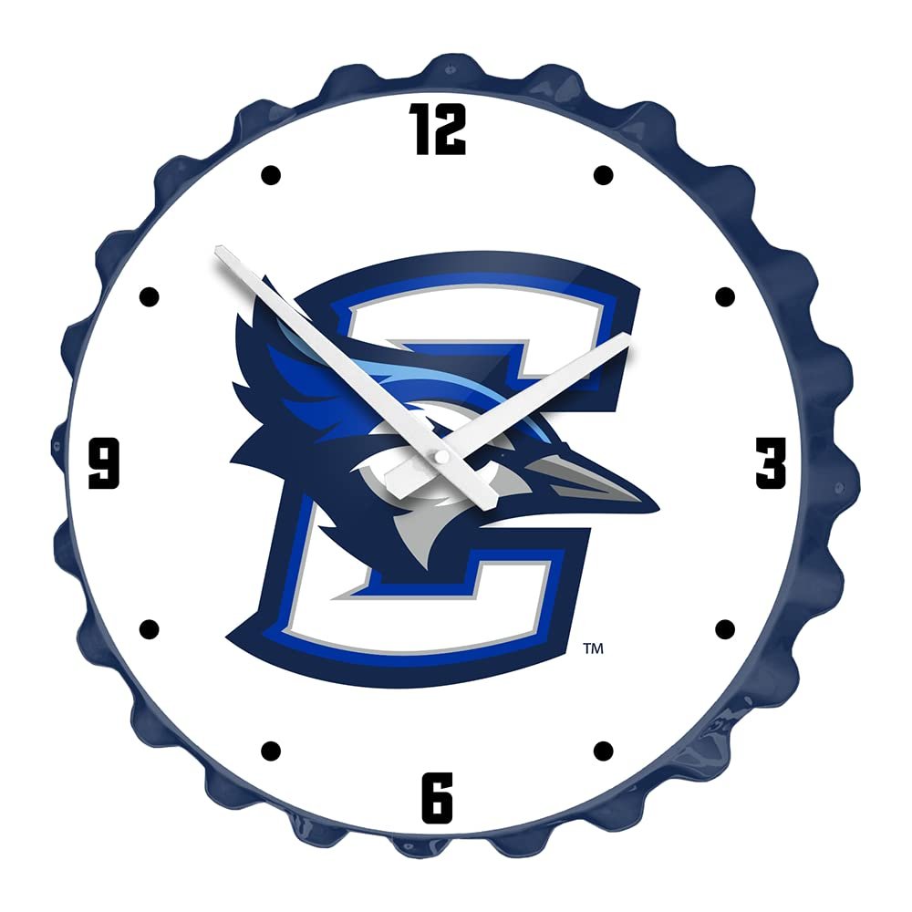 The Fan-Brand NCAA Creighton Bluejays: White - Bottle Cap Wall Clock - Sports Team Bar Sign Dcor - Home, Dorm, Garage, Office, Fan Cave