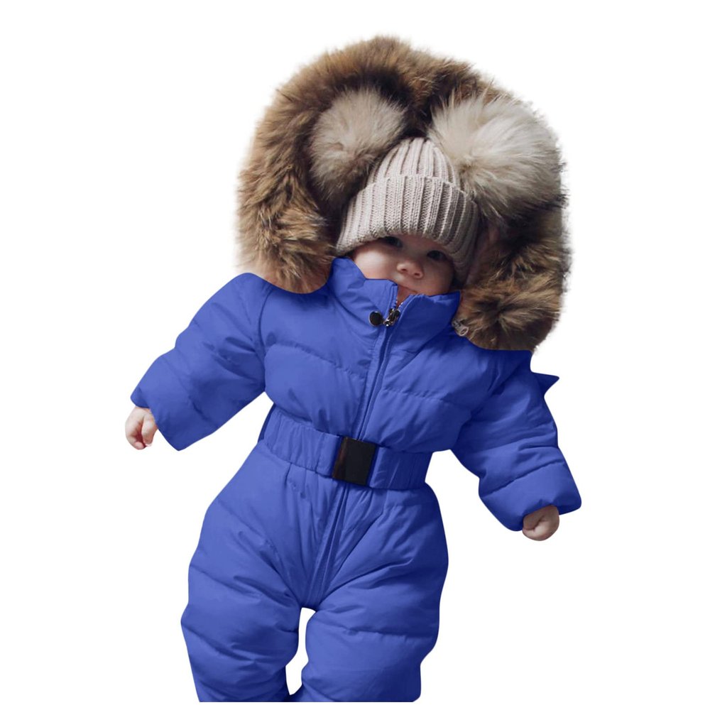 Boy Baby Coat Jumpsuit Warm Girl Winter Infant Jacket Outerwear Hooded Romper Boys (P-Light Blue, 6-9 Months)