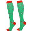 Junely Christmas Compression Socks for Women Knee High Candy Cane Socks for Running Athletic Nurses Pregnant Women Work Support Travel Flight Sports Gifts Green view 1
