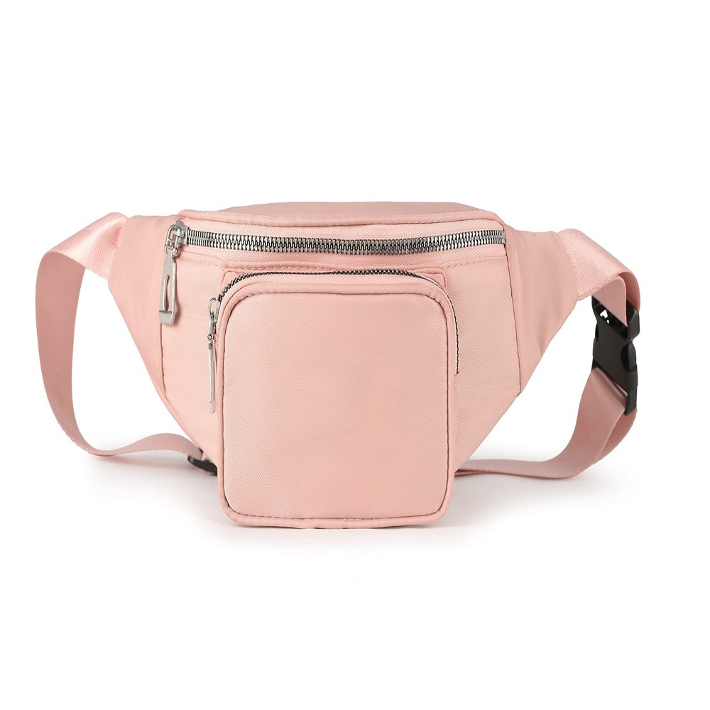 Premium Quality | Unisex Fanny Pack Adjustable Belt | Great Travel Fanny Packs for Women and Men | Waist Pouch for Workout, Running, Hiking, Fashion | Crossbody Belt Bag for Women (Pua Pink)