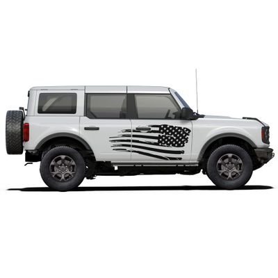 Door US flag graphics stickers decals compatible with Ford Bronco (Matt black)
