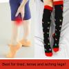 Junely Christmas Compression Socks for Women Knee High Stockings for Running Athletic Nurses Pregnant Women Work Support Travel Flight Sports Gifts Red Green Black view 4