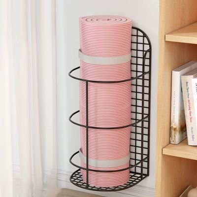 C'ESTBON Yoga Mat Rack Wall-Mounted/Flooring Standing, Suit for Large Size Yoga Mat, Roller Wheel Storage Holder, Multifunctional Shelf Home Gym Exerciser (Color : Black, Size : 25x25x54cm)