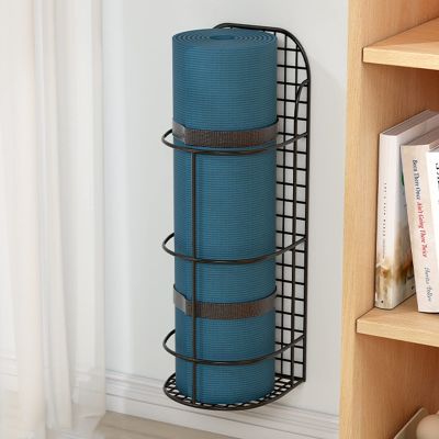 C'ESTBON Yoga Mat Rack Wall-Mounted/Flooring Standing, Suit for Large Size Yoga Mat, Roller Wheel Storage Holder, Multifunctional Shelf Home Gym Exerciser (Color : Black, Size : 20x15x54cm)