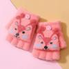 Fingerless Convertible for Girls Cover Top Boys Kids Gloves Winter Wool Flip Winter Sports Equipment Full Helmet (Pink, One Size) view 2