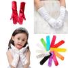 Kids Satin Opera Gloves Long Shiny Dress Up Gloves Stretchy Flapper Elbow Gloves for Girl Princess 4-9year view 2