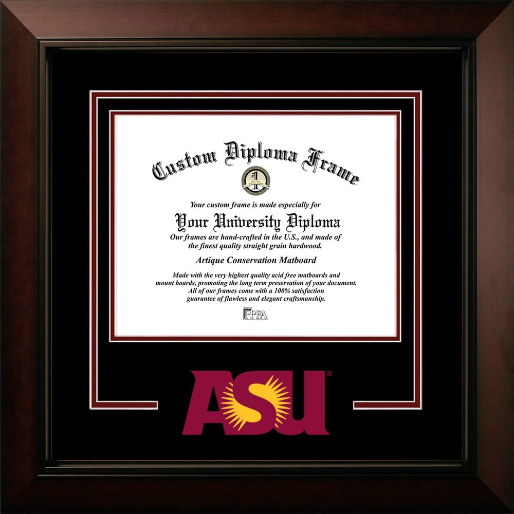 Campus Images Arizona State University 11w x 8.5h Legacy Black Cherry Spirit Logo Diploma Frame Sun Devils