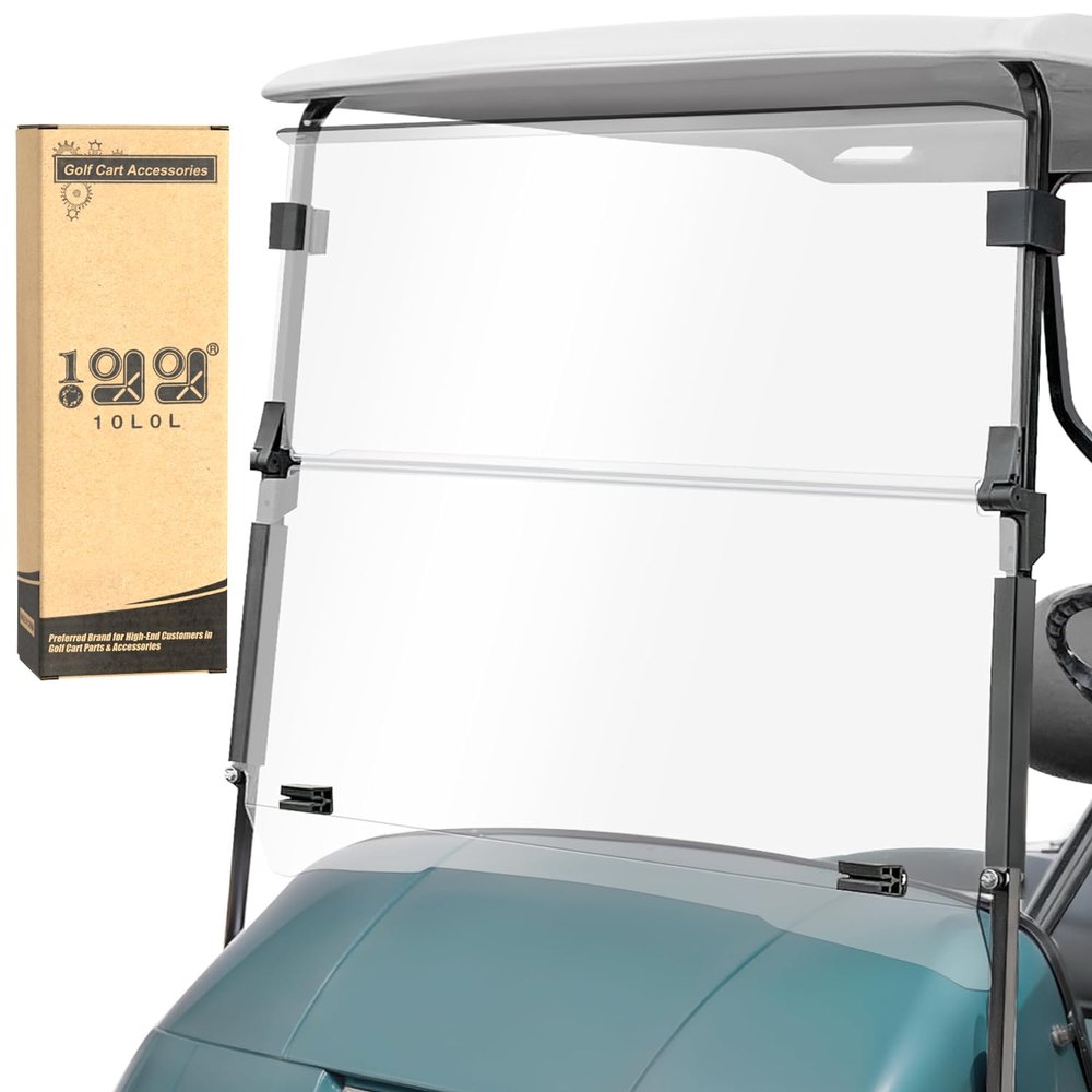 10L0L Clear Golf Cart Windshield for EZGO TXT/Medalist Gas and Electric 1995-2013, Foldable Golf Cart Windscreen, Anti-UV and Impact Resistant