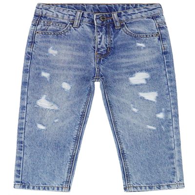 KIDSCOOL SPACE Baby Little Boys Jeans,Elastic Band Inside Straight Fit Ripped Denim Pants,Light Blue,4-5 Years