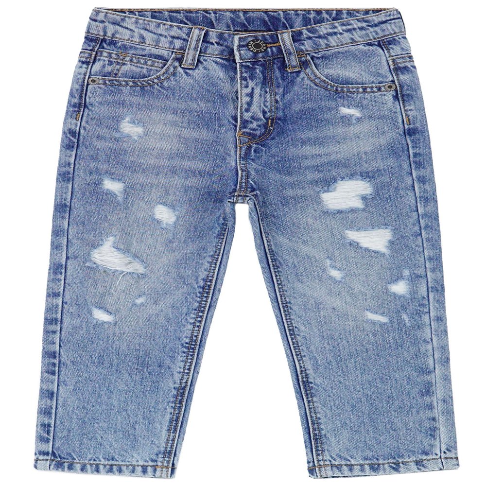 KIDSCOOL SPACE Baby Little Boys Jeans,Elastic Band Inside Straight Fit Ripped Denim Pants,Light Blue,4-5 Years