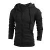 Maiyifu-GJ Men's Long Sleeve Full Zip Hoodie Casual Lightweight Cotton Hooded Sweatshirt Loose Fit Hoodies With Kanga Pocket (Black,Large) view 2