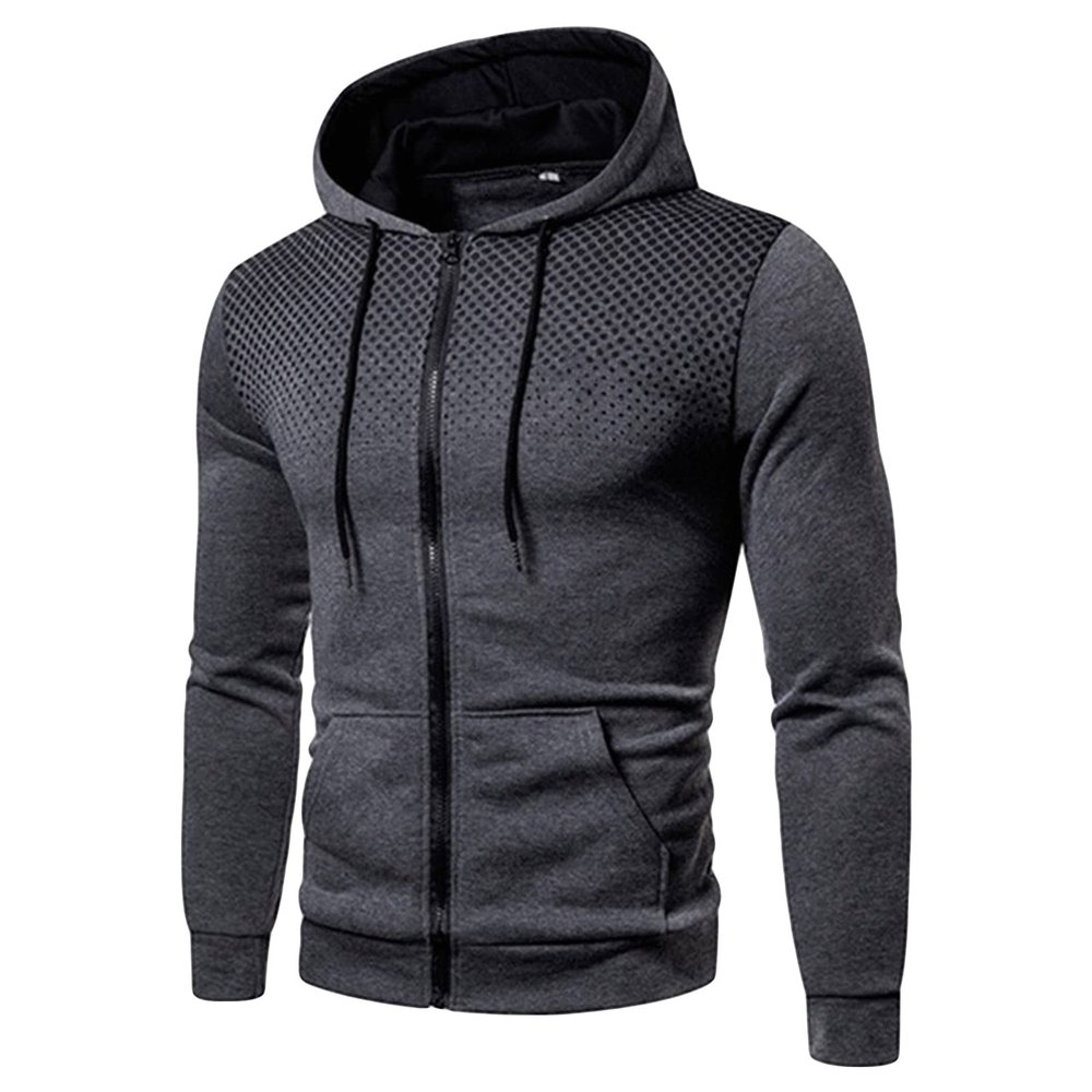 Maiyifu-GJ Men's Full Zip Cardigan Hoodies Long Sleeve Fleece Sports Hoodie Lightweight Hooded Sweatshirts with Pockets (Grey,Large)