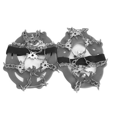 HOHXFYP 1 Pair Crampons Ice Cleats,Universal 19 Teeth Anti Slip Ice Cleat,Stretchable Robust Stainless Steel Crampons Hiking Boots for Size 35 45 Sports Shoes,Hiking Shoes(7.1x5.5inch-Grey)