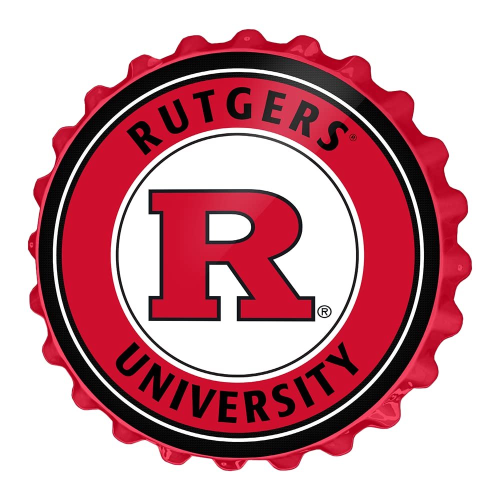 The Fan-Brand NCAA Rutgers Scarlet Knights: Scarlet - Bottle Cap Wall Sign - Football, Basketball & Baseball Wall Decor - College Sports Dcor for Home, Office, Game Room, Fan Cave & Garage - USA Made