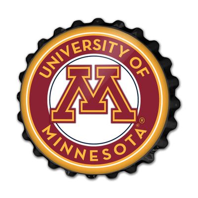 The Fan-Brand NCAA Minnesota Golden Gophers: Black - Round Bottle Cap Wall Sign - Football, Basketball & Baseball Wall Decor - College Sports Dcor for Home, Office, Game Room, Fan Cave & Garage - USA Made