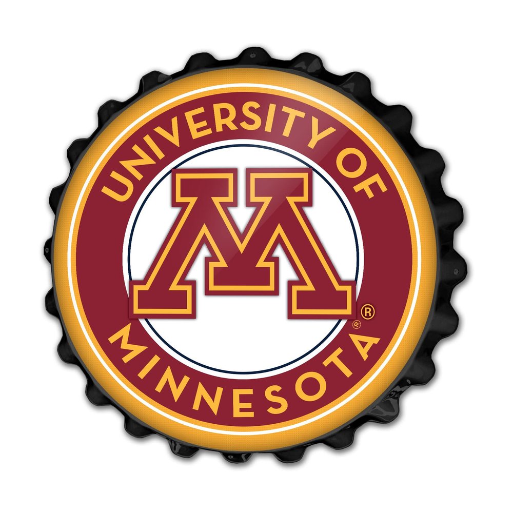 The Fan-Brand NCAA Minnesota Golden Gophers: Black - Round Bottle Cap Wall Sign - Football, Basketball & Baseball Wall Decor - College Sports Dcor for Home, Office, Game Room, Fan Cave & Garage - USA Made