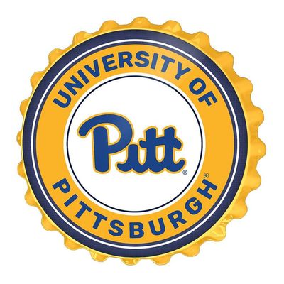 The Fan-Brand NCAA Pitt Panthers: Gold - Bottle Cap Wall Sign - Football, Basketball & Baseball Wall Decor - College Sports Dcor for Home, Office, Game Room, Fan Cave & Garage - USA Made