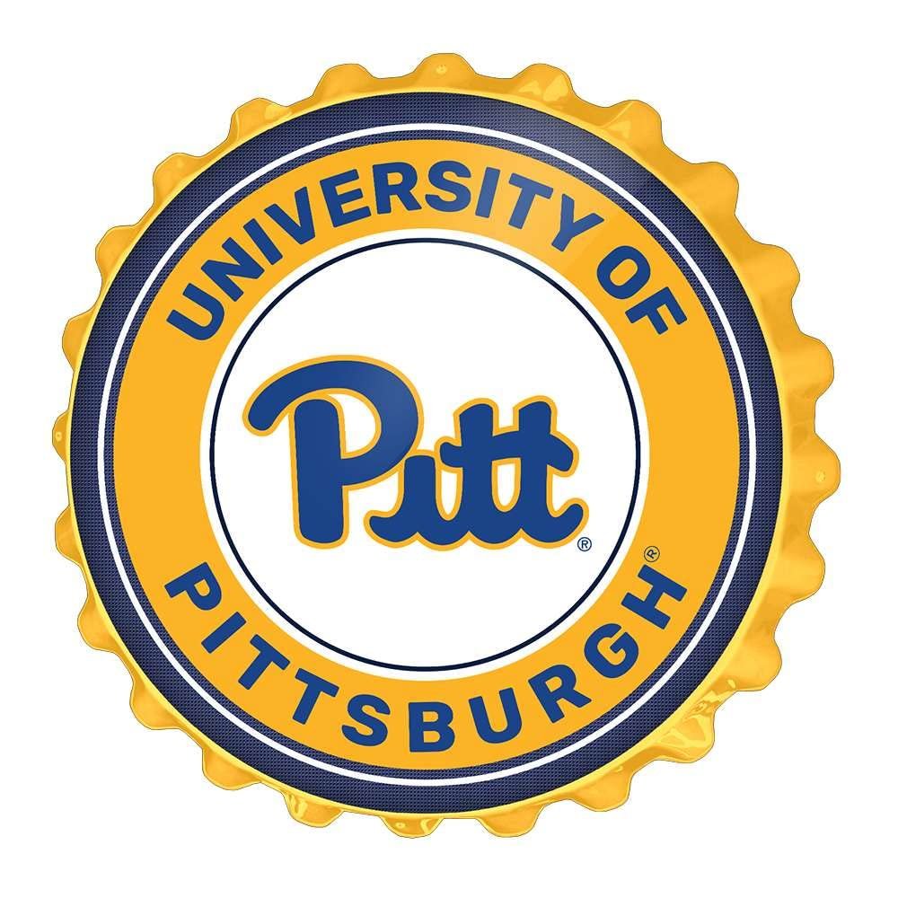 The Fan-Brand NCAA Pitt Panthers: Gold - Bottle Cap Wall Sign - Football, Basketball & Baseball Wall Decor - College Sports Dcor for Home, Office, Game Room, Fan Cave & Garage - USA Made