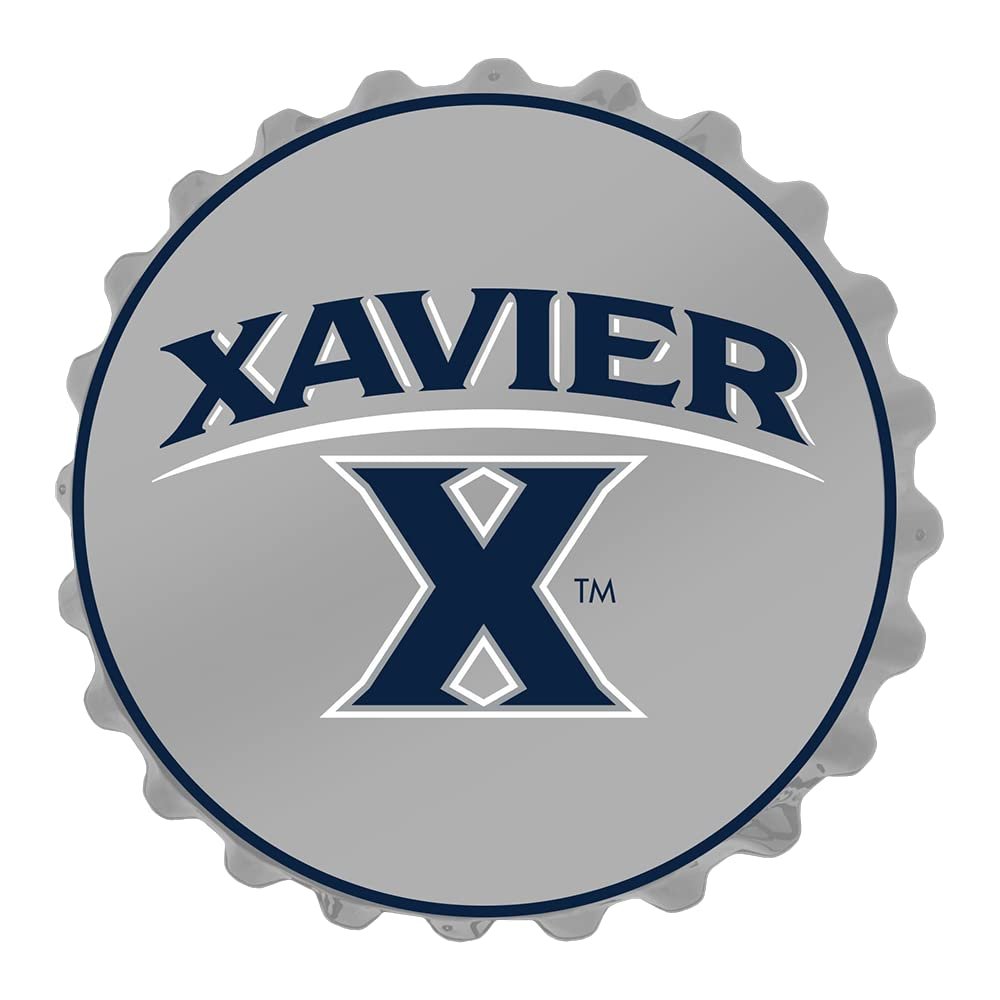 The Fan-Brand NCAA Xavier Musketeers: Bottle Cap Wall Sign - Football, Basketball & Baseball Wall Decor - College Sports Dcor for Home, Office, Game Room, Fan Cave & Garage - USA Made