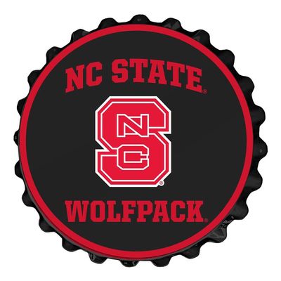 The Fan-Brand NCAA NC State Wolfpack: Block S - Black - Bottle Cap Wall Sign - Football, Basketball & Baseball Wall Decor - College Sports Dcor for Home, Office, Game Room, Fan Cave & Garage - USA Made