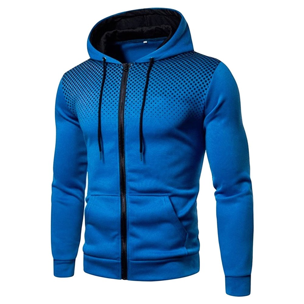 Maiyifu-GJ Men's Full Zip Cardigan Hoodies Long Sleeve Fleece Sports Hoodie Lightweight Hooded Sweatshirts with Pockets (Blue,X-Large)