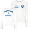Personalised Women's Scotland 2026 Football T-Shirt Long Sleeve | Custom Name and Number | Scotland Flag Design (L White Multi Color) view 1