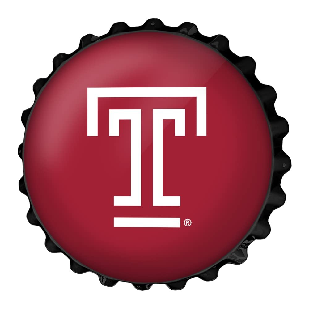 The Fan-Brand NCAA Temple Owls: Logo - Black - Bottle Cap Wall Sign - Football, Basketball & Baseball Wall Decor - College Sports Dcor for Home, Office, Game Room, Fan Cave & Garage - USA Made
