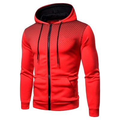Men's Full Zip Cardigan Hoodies Long Sleeve Fleece Sports Hoodie Lightweight Hooded Sweatshirts with Pockets (Red,3X-Large)
