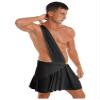 Jugaoge Mens Ancient Roman Cosplay Outfit One Shoulder Greek God Costume Mini Skirt Carnival Party Black XX-Large view 2