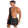 Jugaoge Mens Ancient Roman Cosplay Outfit One Shoulder Greek God Costume Mini Skirt Carnival Party Black XX-Large view 3