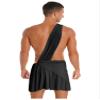 Jugaoge Mens Ancient Roman Cosplay Outfit One Shoulder Greek God Costume Mini Skirt Carnival Party Black XX-Large view 4