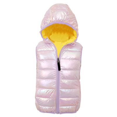 Toddler Baby Boys Girls Sleeveless Jacket Vest Winter Solid Down Coats Ears Hooded Outer Outwear (Purple#16, 5-6 T)