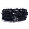 Coolwife Steampunk Gothic Gloves Mens Vintage Geuuine Leather Captain Fingerless Mittens (Ring Black + Tree Bracelet) view 2