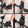 Coolwife Steampunk Gothic Gloves Mens Vintage Geuuine Leather Captain Fingerless Mittens (Ring Black + Tree Bracelet) view 3