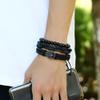 Coolwife Steampunk Gothic Gloves Mens Vintage Geuuine Leather Captain Fingerless Mittens (Ring Black + Tree Bracelet) view 4