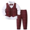 Baby Boys Gentleman Formal Suit Set with Vest, Pant, Shirt, and Bow Tie, Weding 4Pcs Outfit view 1