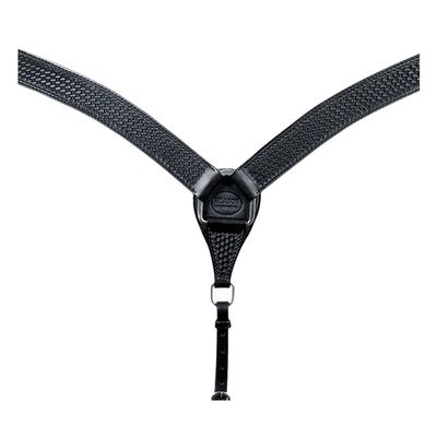 HILASON Western Horse Breast Collar Genuine American Leather Basket Weave Black | for Horses