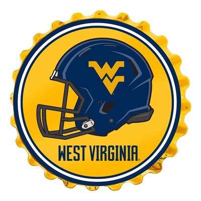 The Fan-Brand NCAA West Virginia Mountaineers: Helmet - Bottle Cap Wall Sign - Football, Basketball & Baseball Wall Decor - College Sports Dcor for Home, Office, Game Room, Fan Cave & Garage - USA Made